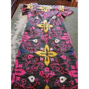 BODEN Dress Sheath Delfina Floral Geometric Gray & Pink Short Sleeve sz 6L